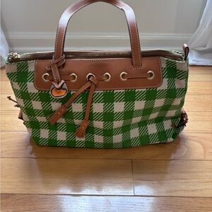 Dooney & Bourke Green and Tan Plaid Tote